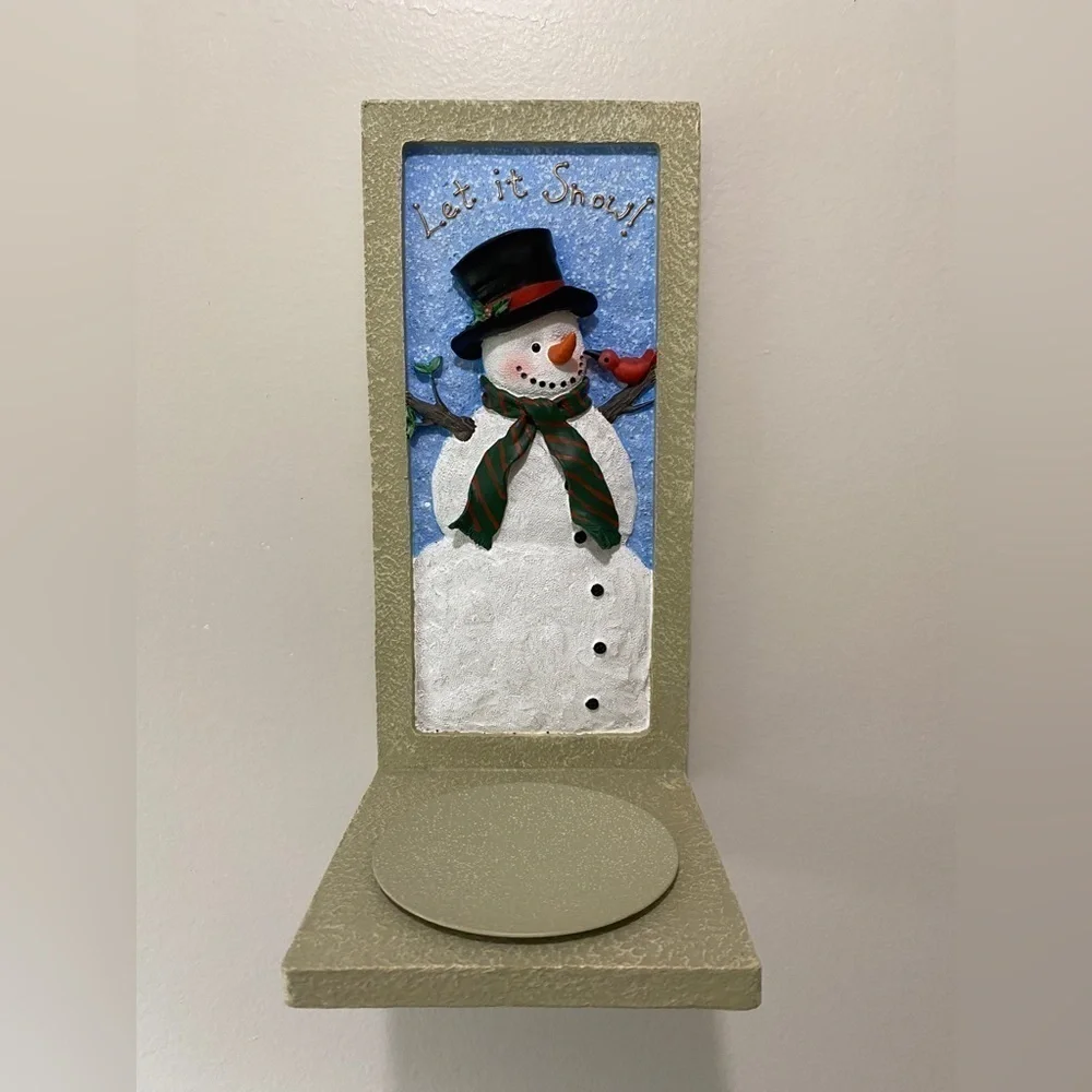 NWOT - Stoneware Let it Snow Free Standing or Hanging Candle Holder